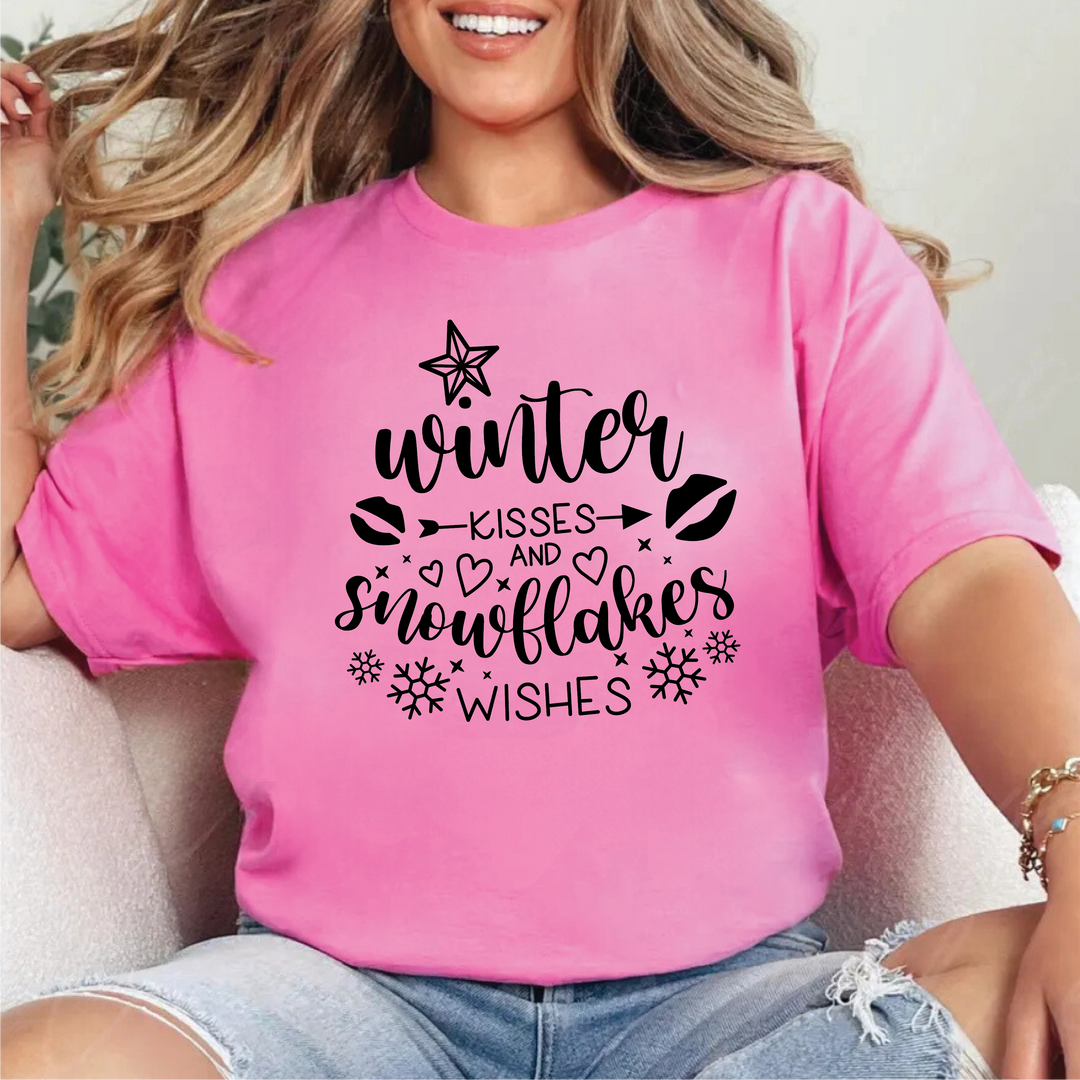 Winter Kisses And Snowflake Wishes Tees
