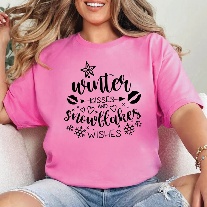 Winter Kisses And Snowflake Wishes Tees