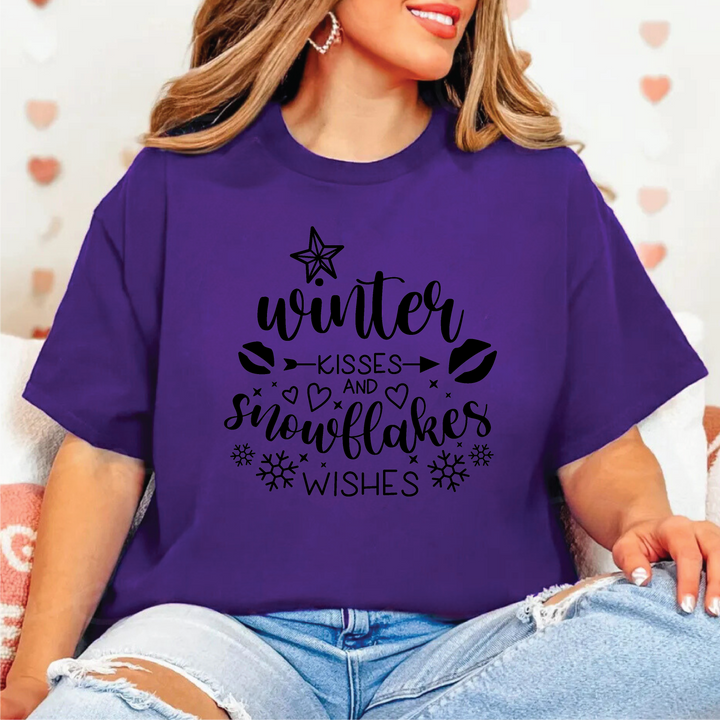 Winter Kisses And Snowflake Wishes Tees