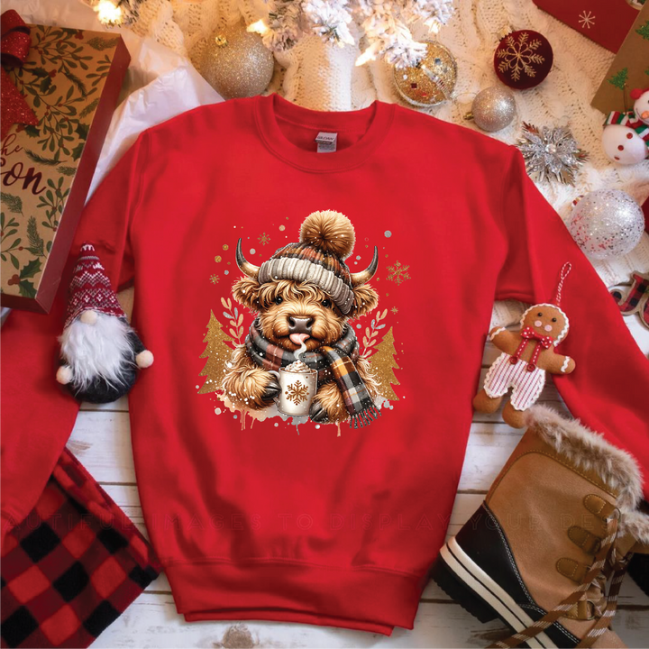 Winter Highland Cow Sweatshirts