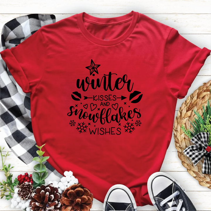 Winter Kisses And Snowflake Wishes Tees