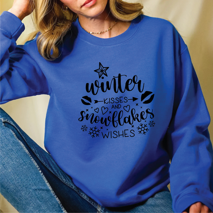 Winter Kisses And Snowflake Wishes Sweatshirts