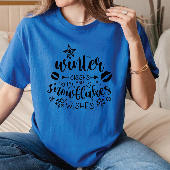 Winter Kisses And Snowflake Wishes Tees