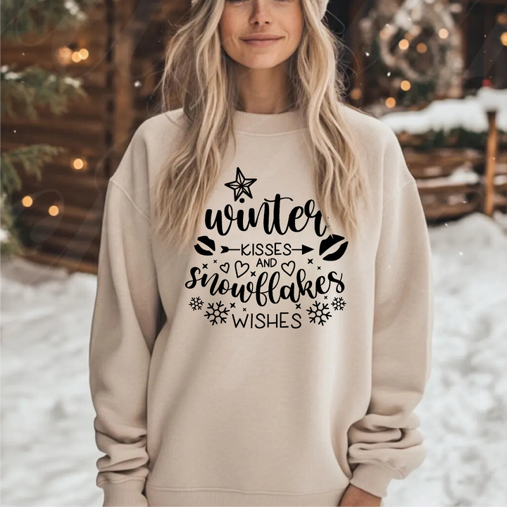 Winter Kisses And Snowflake Wishes Sweatshirts