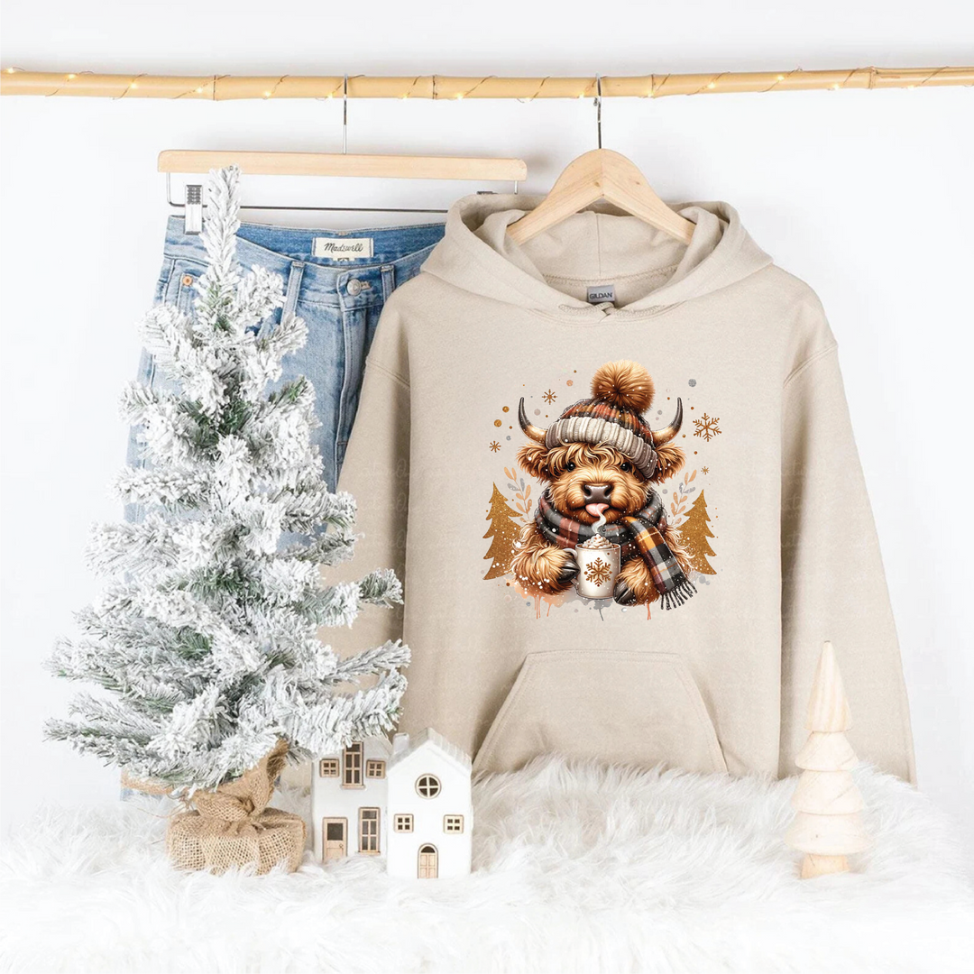 Winter Highland Cow Sweatshirts