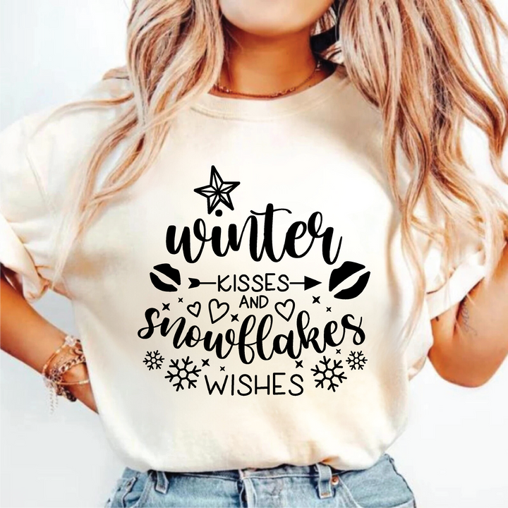 Winter Kisses And Snowflake Wishes Tees