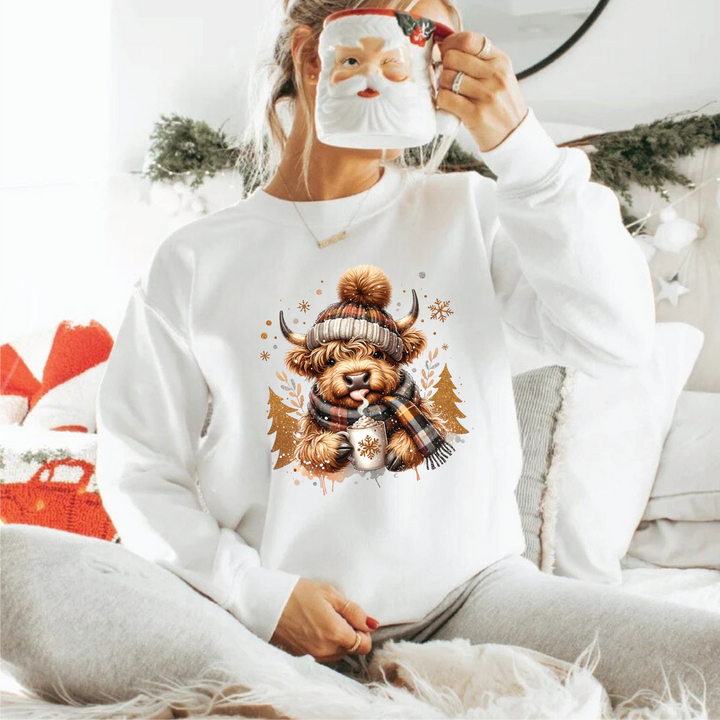 Winter Highland Cow Sweatshirts