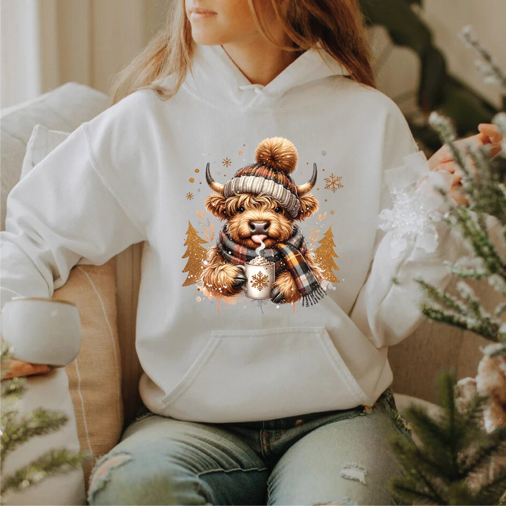 Winter Highland Cow Sweatshirts