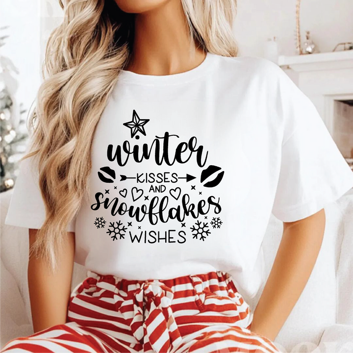 Winter Kisses And Snowflake Wishes Tees