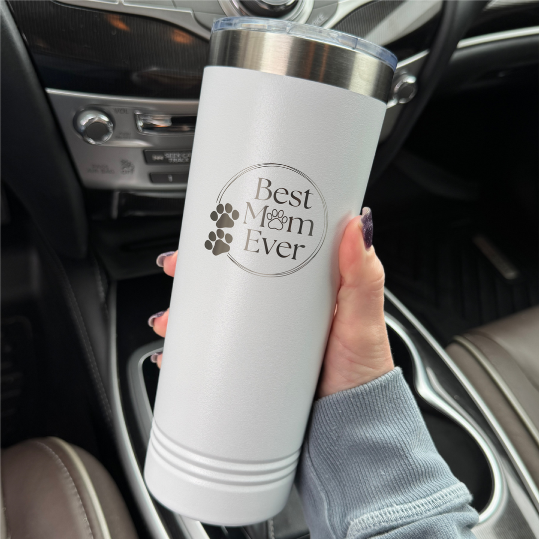 Best Pet Mom Circle Laser Etched Tumbler